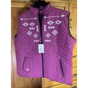 Cowgirl Hardware Puffer/Quilted Vest Embellished Embroidery Western XXL Pink